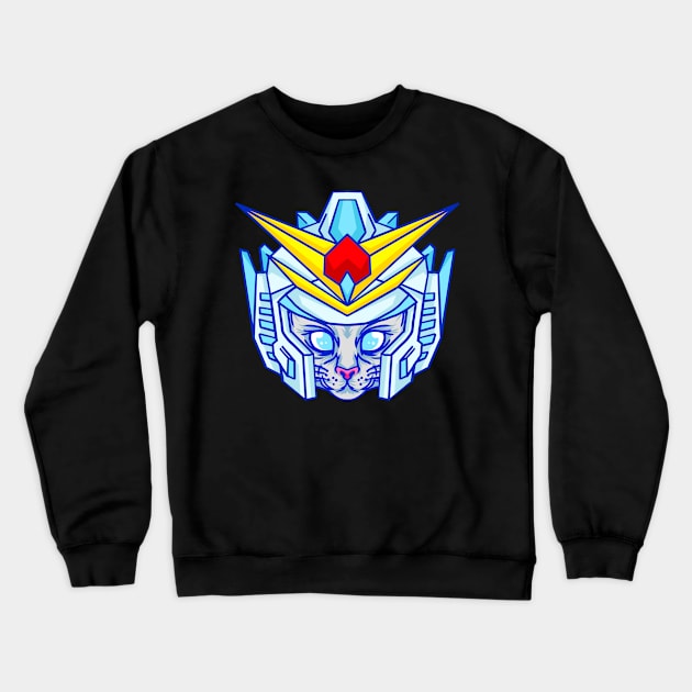 Japanese Robot Cat Crewneck Sweatshirt by Illustrasikuu